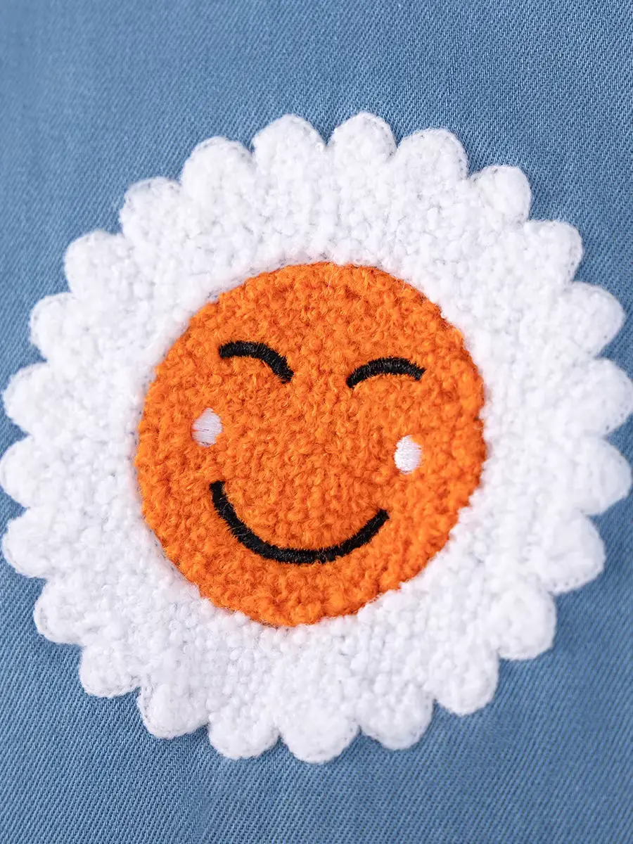 Cartoon Skirt O-neck Mid-calf Short-sleeved Denim Button Patch Embroidered Wholesale product image 4