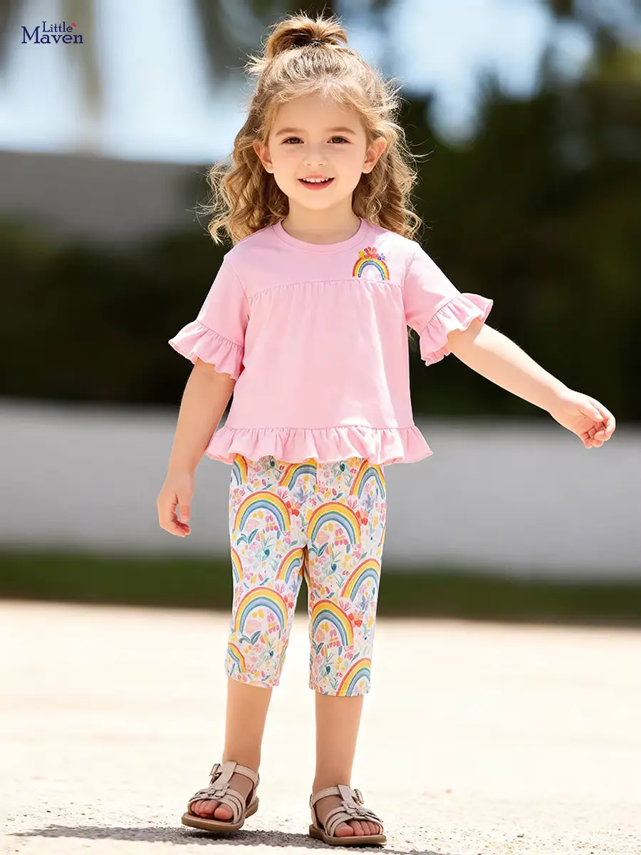 Girls Cotton Cartoon Print T-shirt SET 2026 Arrival Wear Wholesale