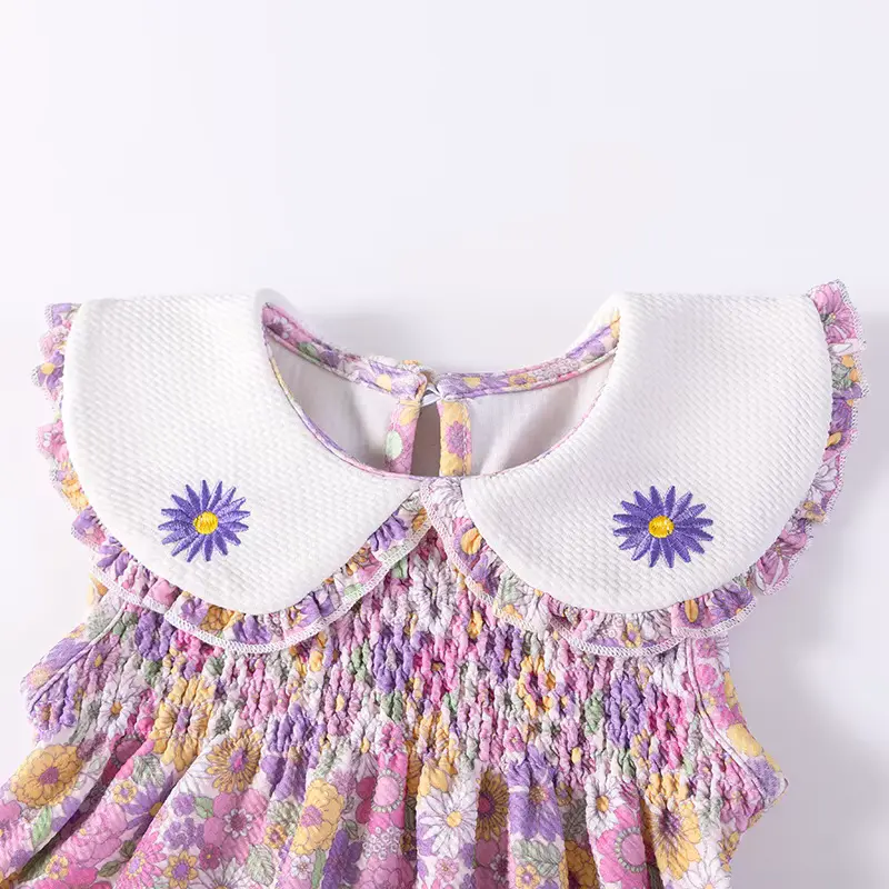 Girls Printed Dress Crocheted Floral Mini Sheath Silhouette Roll Wholesale product image 2