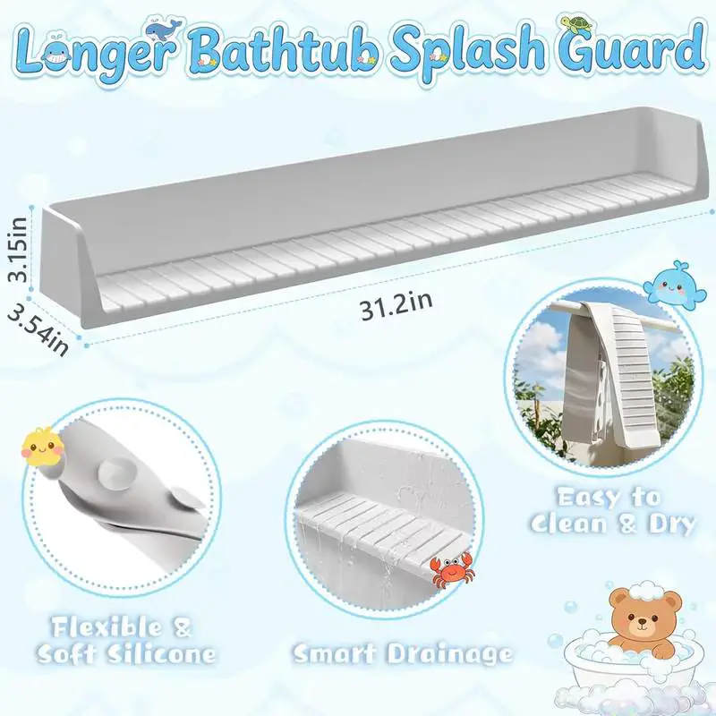 Silicone Bathtub Water Guard Play TUB Shelf 11 Suction Educational Wholesale product image 4