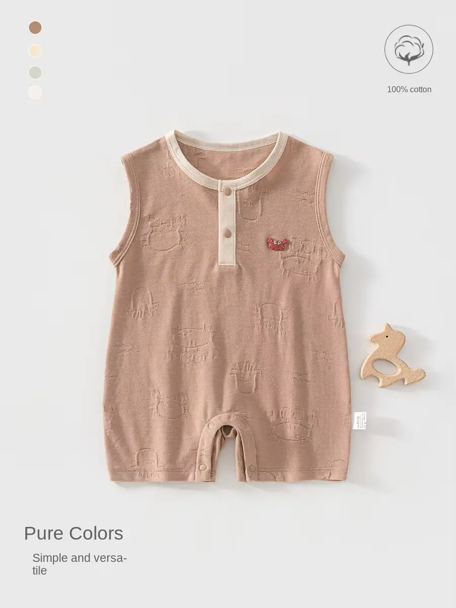 Cotton Onesie Newborn Pure Anti-bacterial Snap Button Sleeveless Harry Clothing Wholesale product image 2