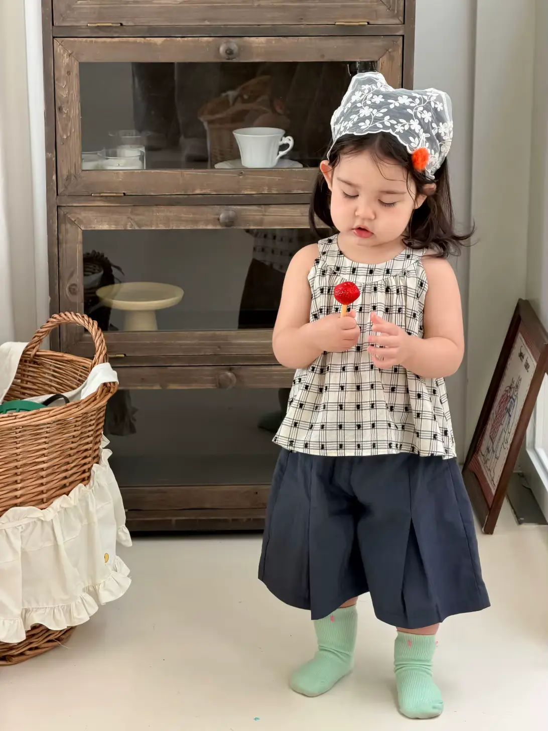 Girls Cotton Shorts SET Outfit Spaghetti Strap TOP AND Wholesale product image 2