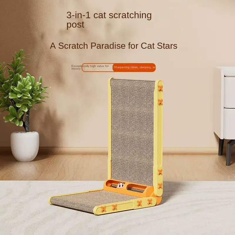 CAT Vertical L-shaped Wall-mounted Scratcher Durable Corrugated Paper Wear-resistant OEM Wholesale