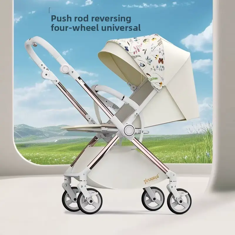 Stroller High-view Reversible Metal Foldable Portable Four-wheel Shock-absorbing Design Wholesale