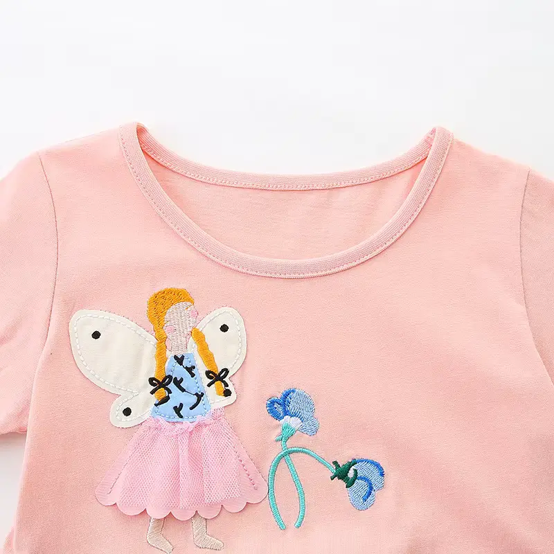 Girls Cotton Cartoon Princess Dress O-neck Layered Sweet Short Wholesale product image 4