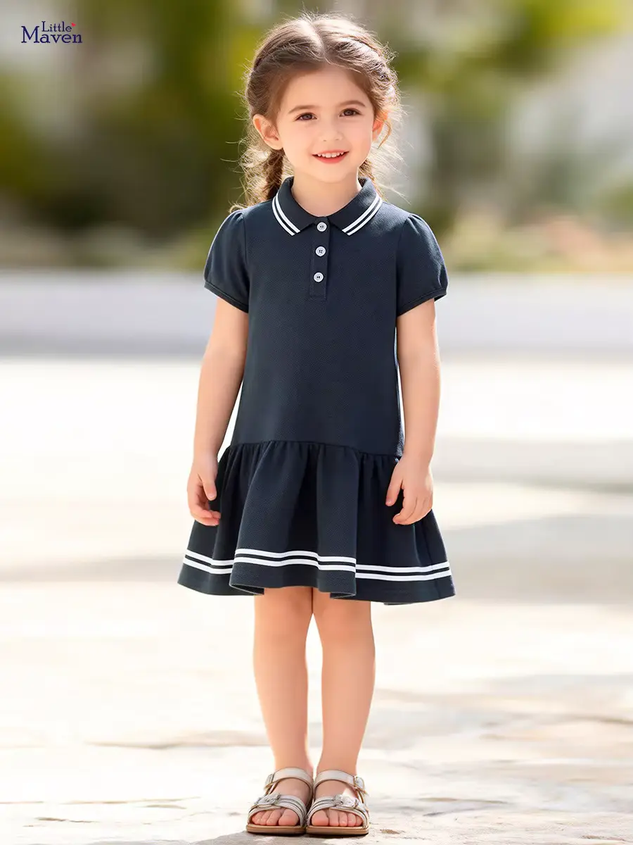 Girls Dress Customized AND Toddler O-neck Knee-length Short Sleeve Wholesale