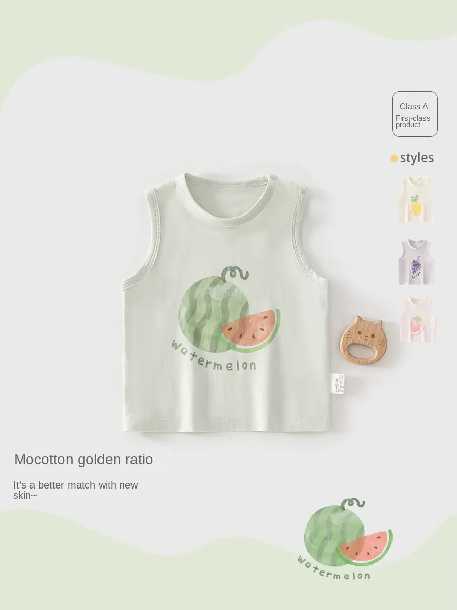 Boys Girls Sleeveless Tank TOP Fruit Pattern Modal Anti-bacterial OEM Wholesale product image 2