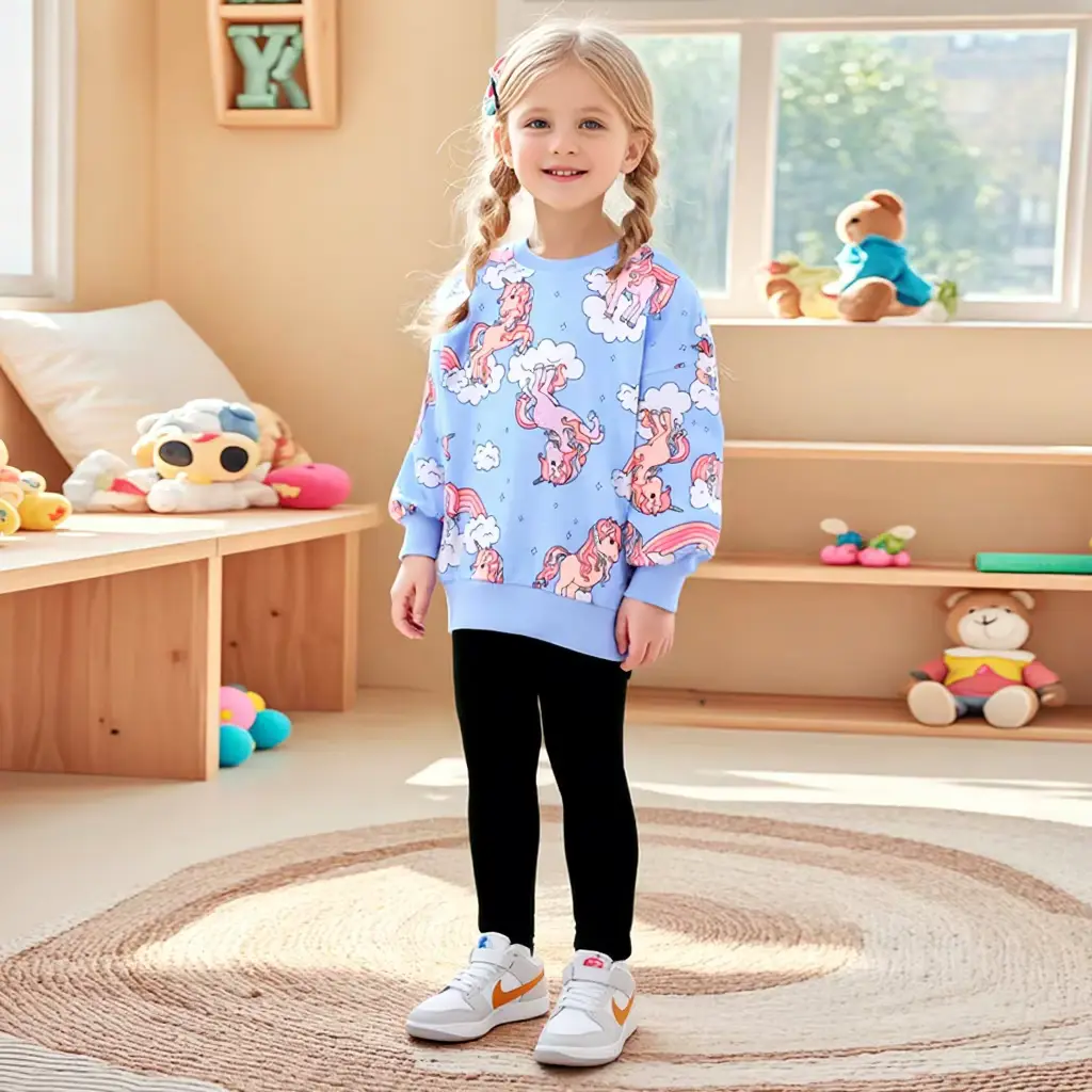Girls Cartoon Print Animal SET Korean Two-piece Long Sleeve Wholesale