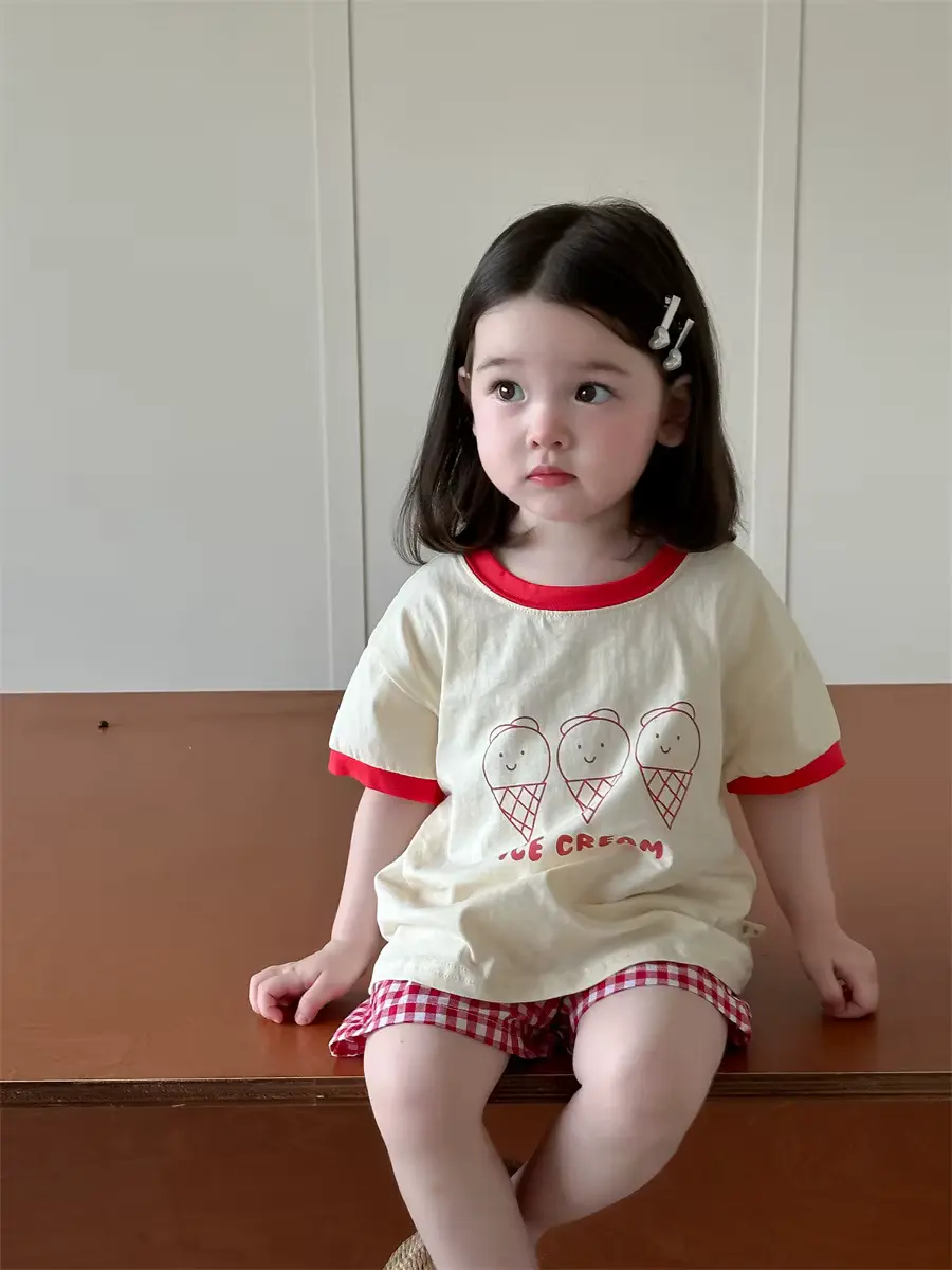 Unisex Cotton Shorts Short Sleeve Suits Plaid Two-piece 100 Wholesale product image 3