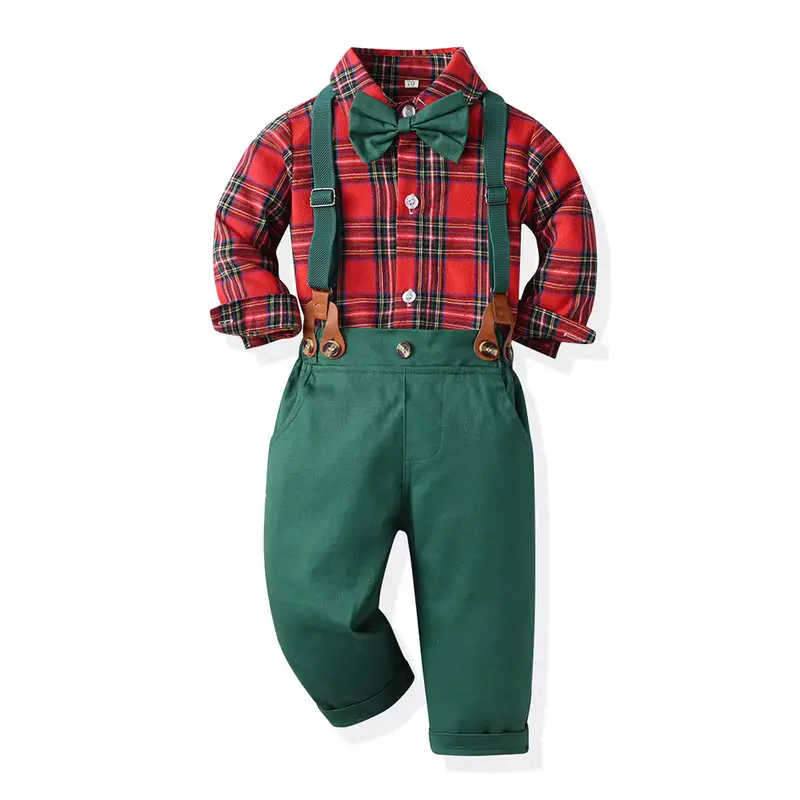 Boys Cotton SET Pants Clothing Christmas Formal Plaid Long Wholesale product image 2