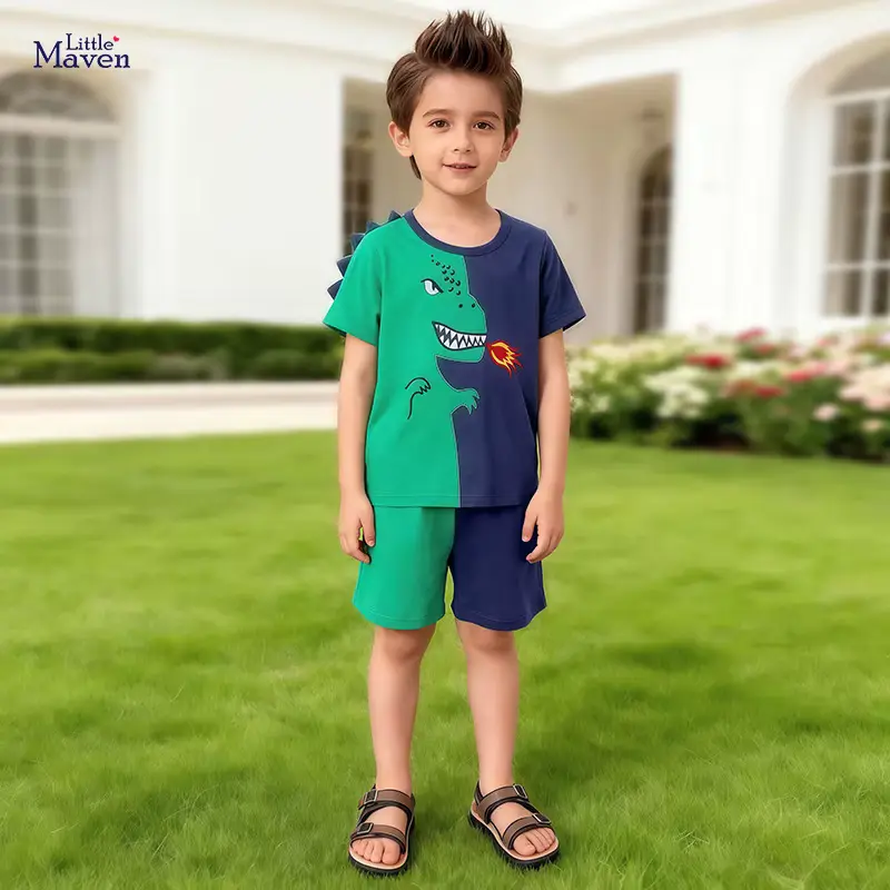 Cotton Print Shirt Shorts SET K2158 BOY Worsted Two-piece Wholesale
