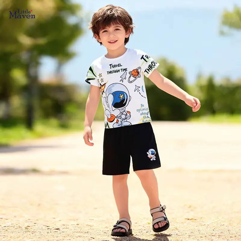 Cotton Cartoon T-shirt Shorts SET Letters BOY AND Short Wholesale