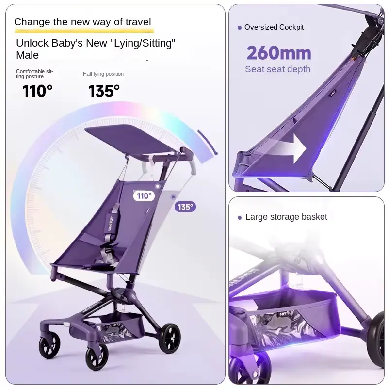 Stroller Portable Pocket ONE KEY Foldable Reclining Lightweight Airline Wholesale