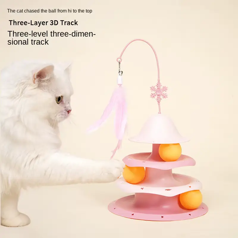 CAT Boredom Buster Spinning Turntable TUG TOY Feather Baseball-style Educational Wholesale product image 3