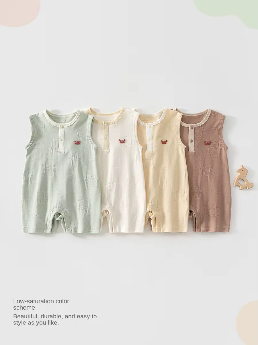 Cotton Onesie Newborn Pure Anti-bacterial Snap Button Sleeveless Harry Clothing Wholesale