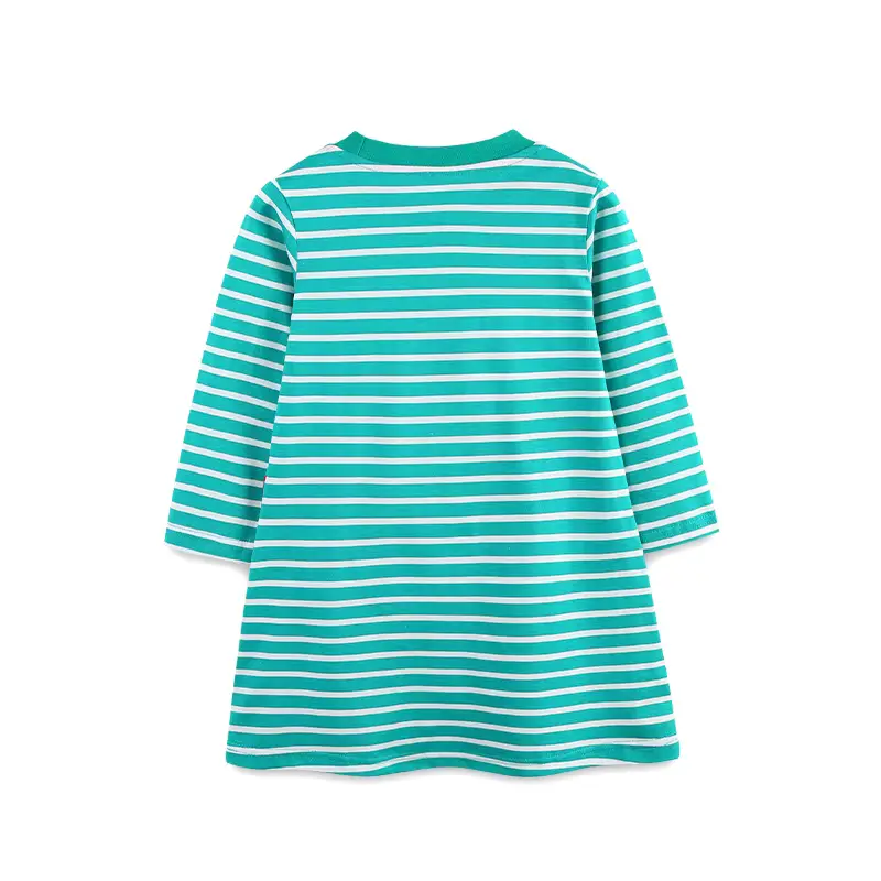 Girls Cotton Cartoon Striped Printed Princess Dress Neck Half Wholesale product image 2