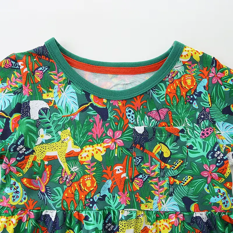 Girls Cotton Cartoon Printed Dress 100 Knitted Short Sleeve Wholesale product image 4