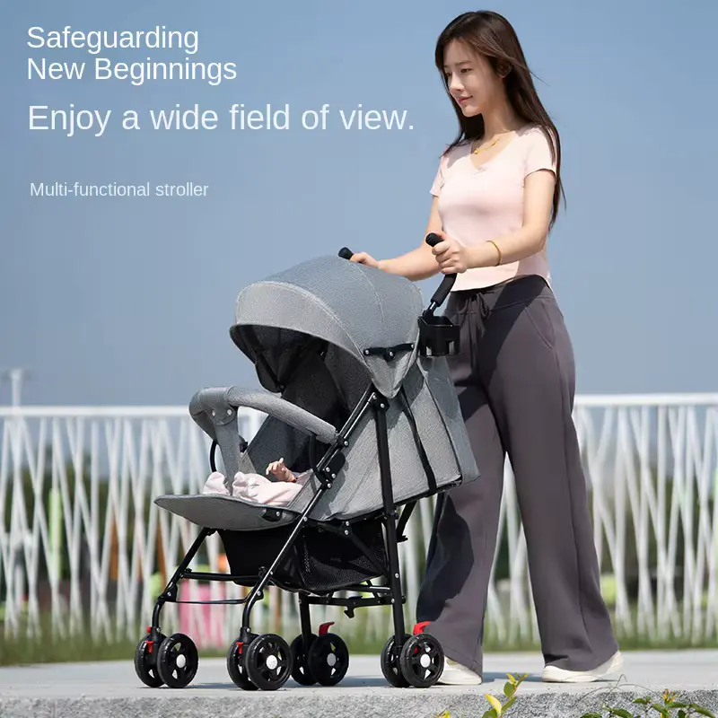 Stroller Lightweight Foldable 4-wheel With Reclining Breathable Backrest One-key Wholesale product image 3