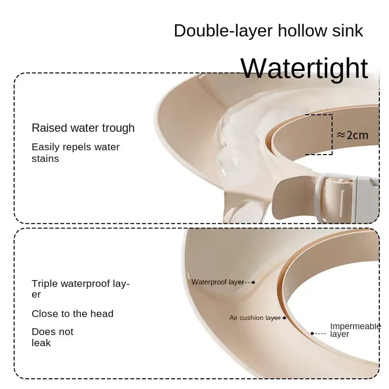 Cartoon Double-layer Foldable Hair Washing HAT Waterproof TPE EAR OEM Wholesale product image 3
