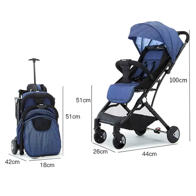 Stroller 4-wheel Lightweight Foldable Recline Linen Material High Carbon Wholesale product image 3