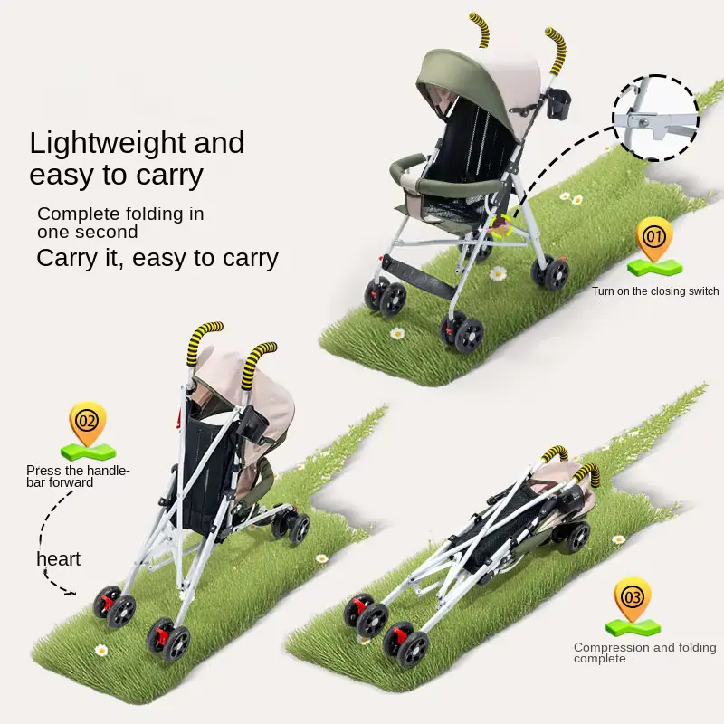 Stroller Lightweight Foldable Stainless Steel Portable Reclining Umbrella Breathable Wholesale product image 3