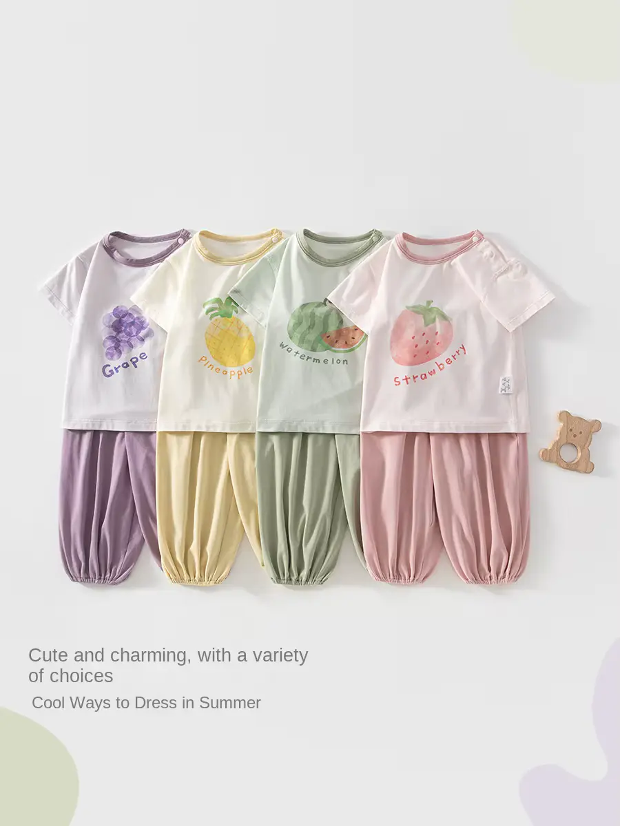 Girls Cotton SET Pants Anti-bacterial Short Two-piece Infant Separate Wholesale