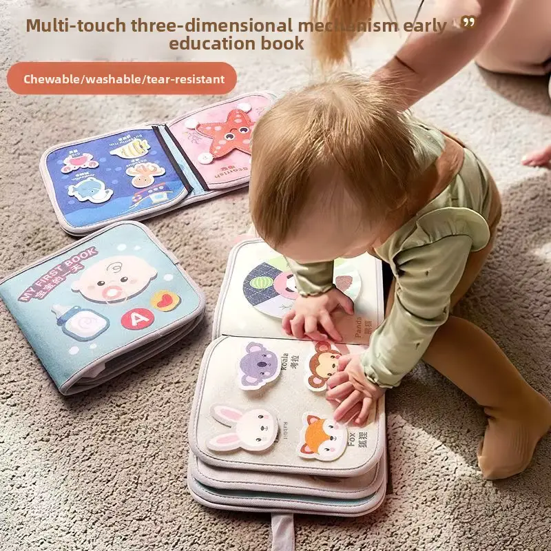 Soft Cloth Book Early Education Tear Resistant Three-dimensional Velcro OEM Wholesale
