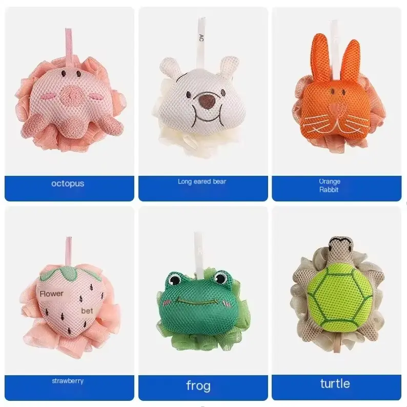 Boys Girls Toddler Bath Brush Exfoliating Body Scrubber Apple-shaped OEM Wholesale product image 3
