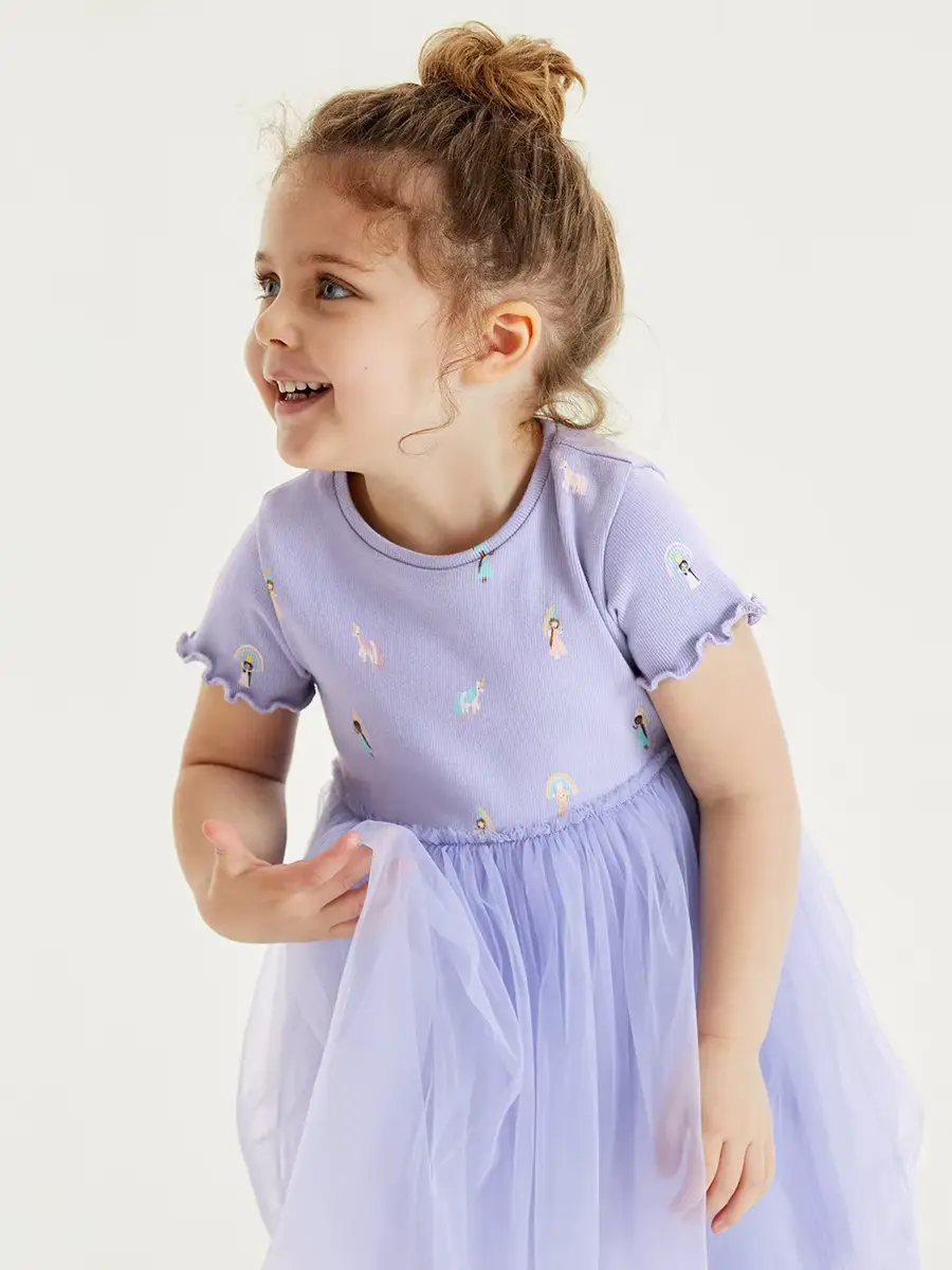 Girls Cotton Cartoon Princess Skirt Eco-friendly O-neck Short Sleeve Wholesale product image 2