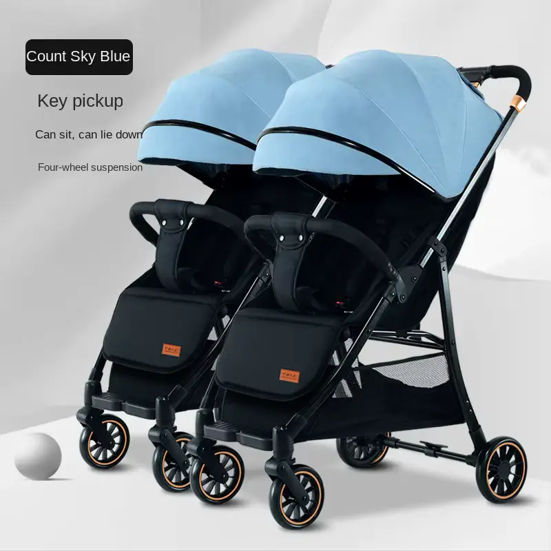 Stroller Twin Stainless Steel Frame Lightweight Foldable One-button Folding Wholesale product image 3