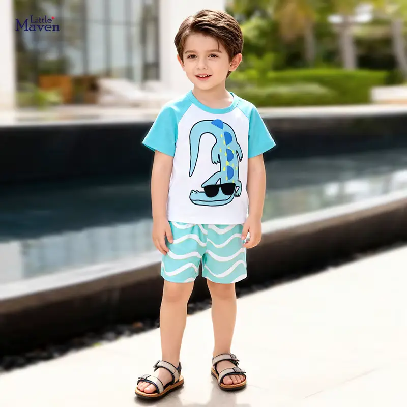 Boys Cotton Cartoon T-shirt Shorts SET Two-piece With AND Wholesale