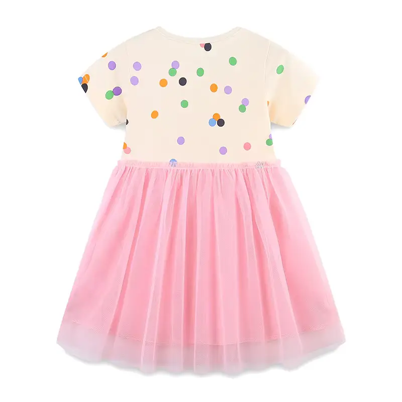 Girls Cotton Mesh Print Princess Dress Knee-length Sweet Polka Wholesale product image 2