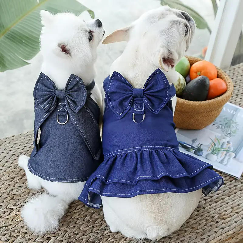 Popular Fall Luxury Classic DOG Vest Washed Denim Solid OEM Wholesale product image 2