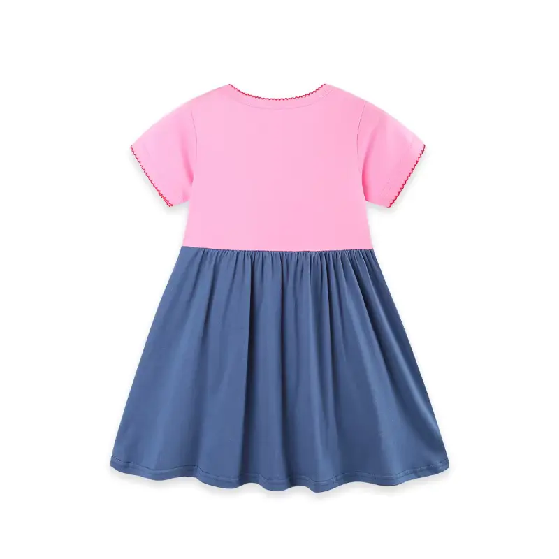 Girls Cotton Cartoon Princess Appliques Knitted O-neck Short Sleeve Clothing Wholesale product image 3