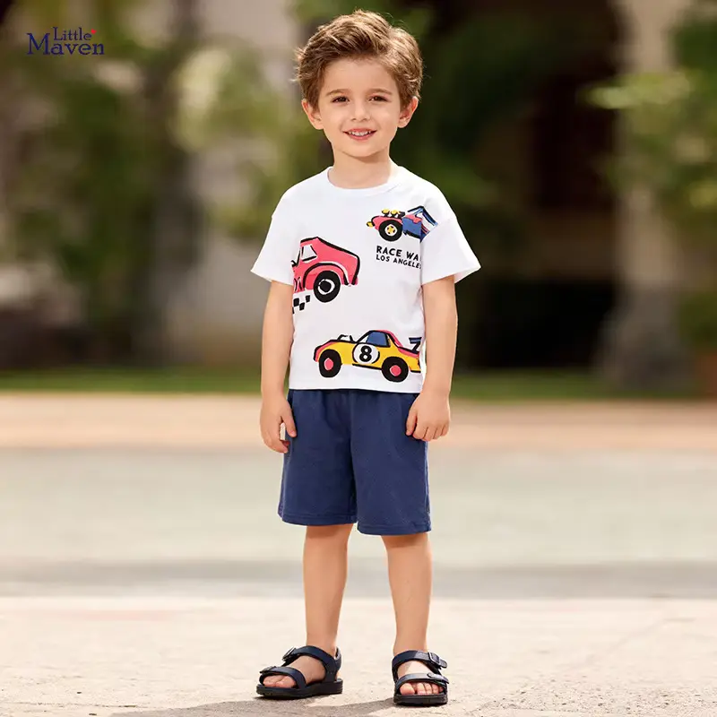 Boys Cotton Cartoon T-shirt Shorts SET CAR 2-piece Customized Wholesale
