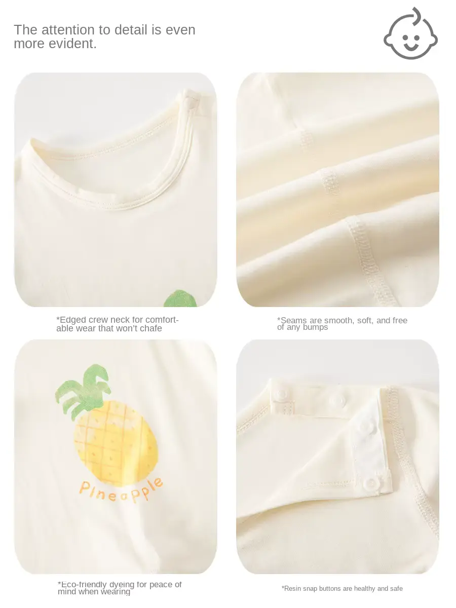 Cotton Rompers Infants Toddlers Short Anti-bacterial O-neck Snap Button Clothing Wholesale product image 3