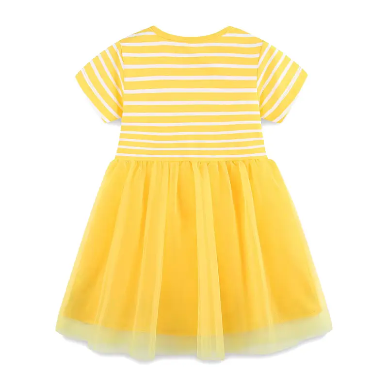 Girls Cotton Mesh Cartoon Striped Rabbit Princess Dress Embroidery Wholesale product image 2