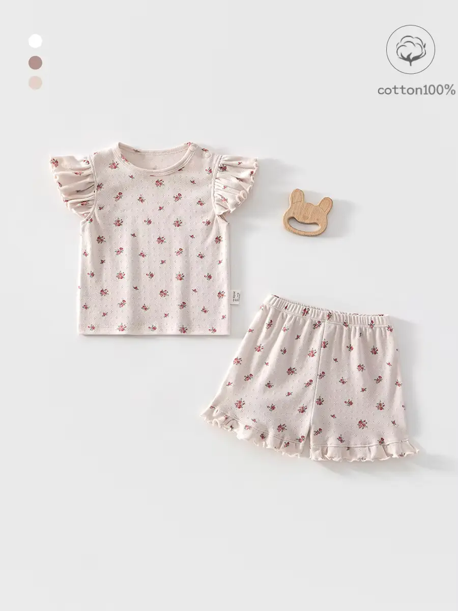 Unisex Cotton Print Pajamas Infant 100 Anti-bacterial Korean Boneless Clothing Wholesale product image 4