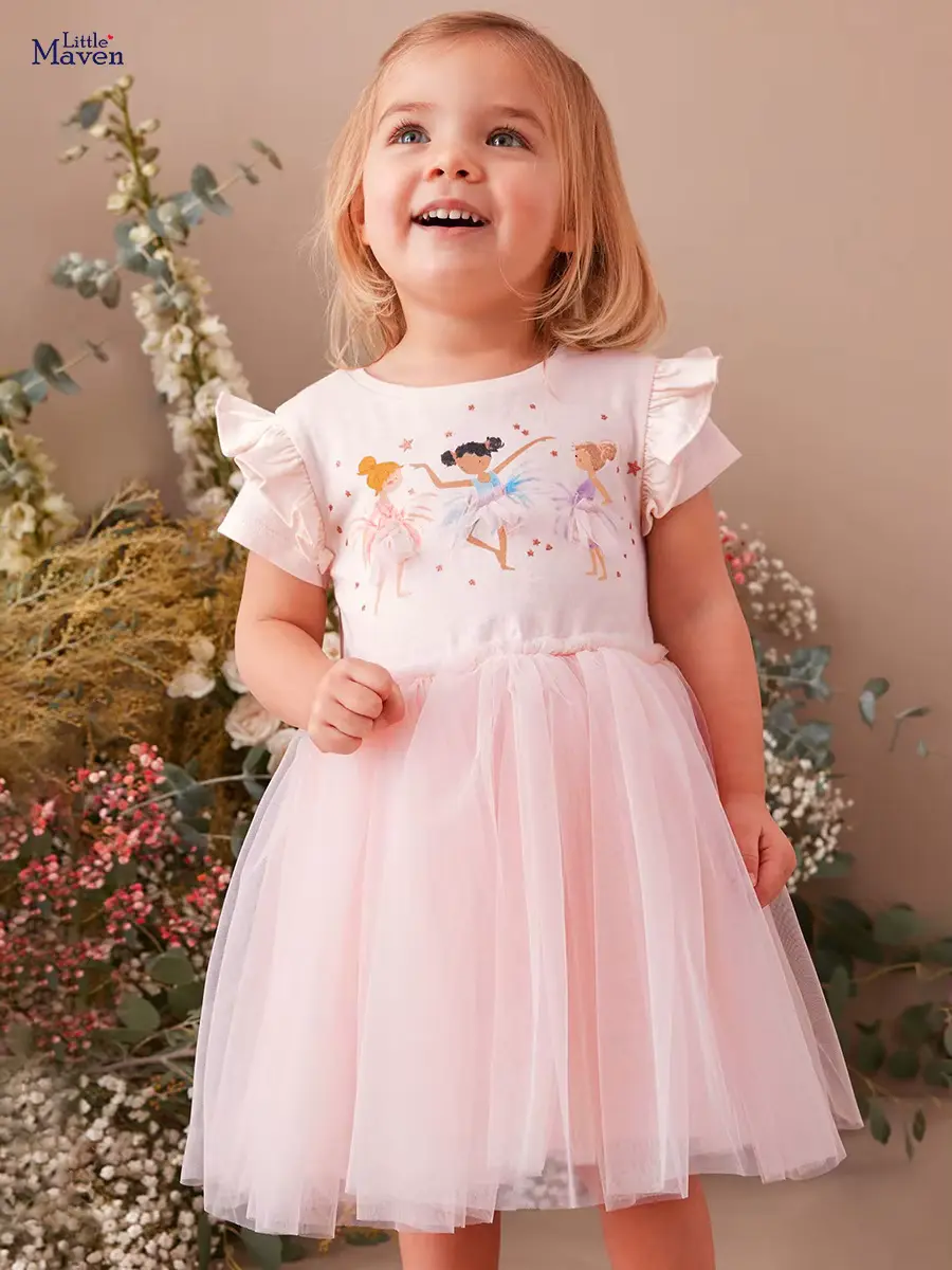 Girls Cotton Cartoon Printed Princess Dress 100 Sleeveless Mini Wholesale
