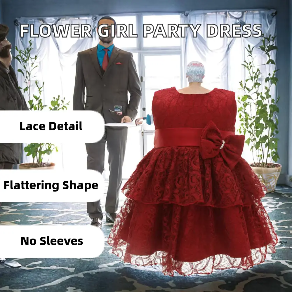 Dress Flower Girl Christening Gown Baptism Crocheted Lace Sweet Wholesale product image 2