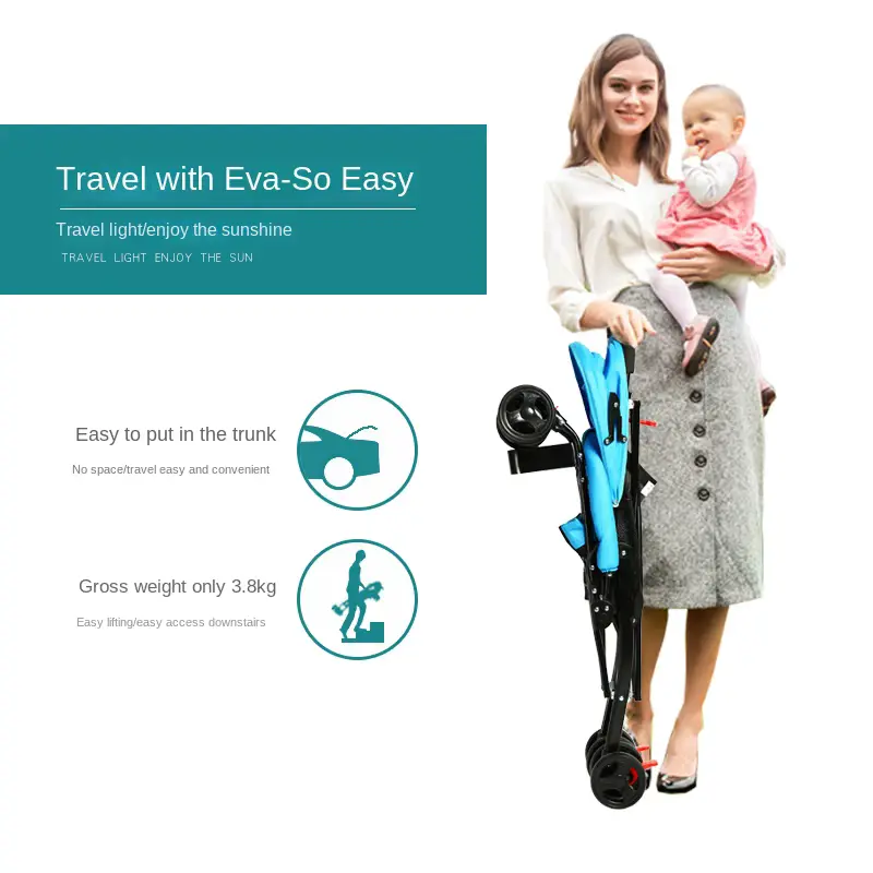 Stroller Lightweight Foldable Wheel Stainless Steel Portable Reclining Umbrella Wholesale product image 3