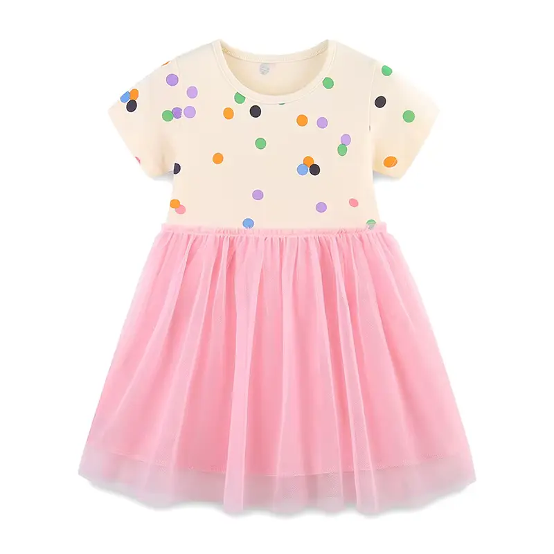 Girls Cotton Mesh Print Princess Dress Knee-length Sweet Polka Wholesale product image 4
