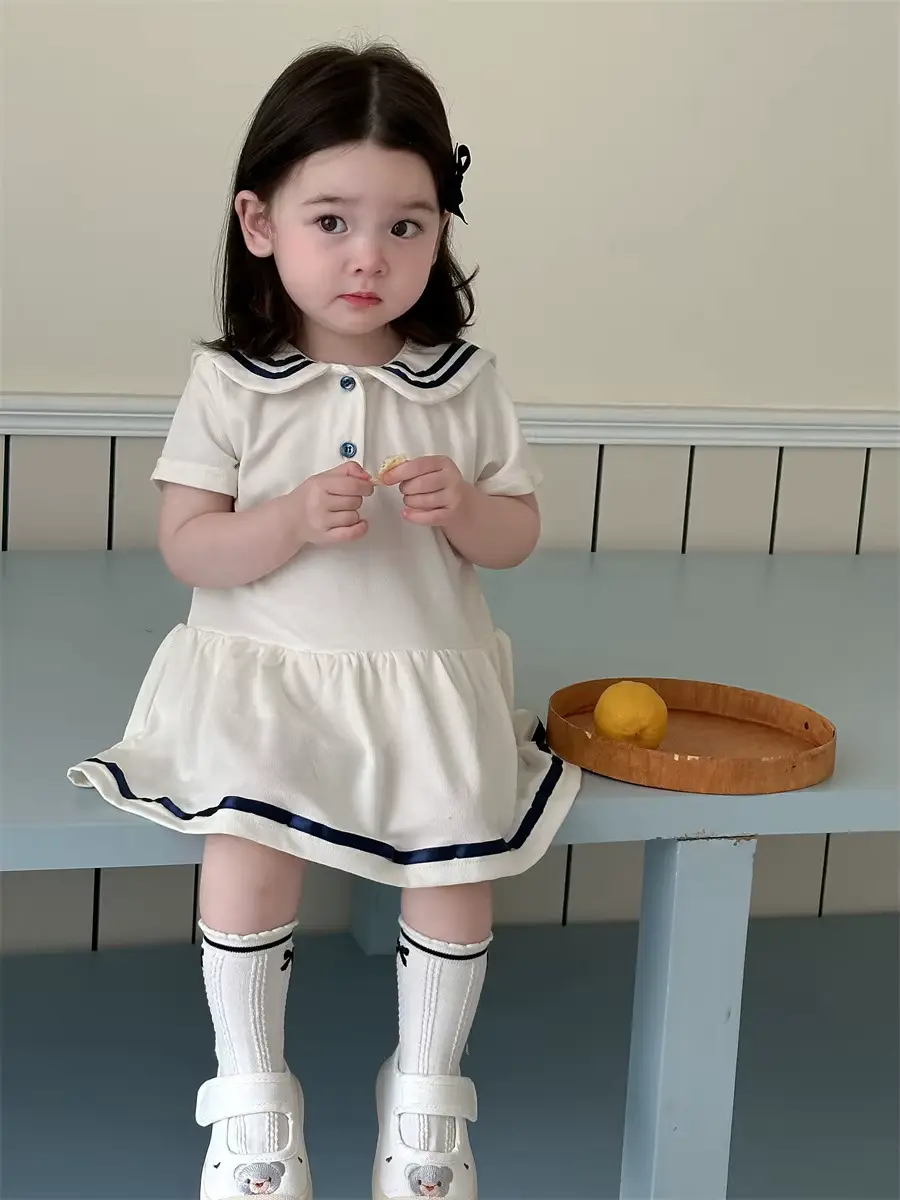 Girls Cotton Short Sleeve Rompers Ruffled Bottom Wear With Clothing Wholesale