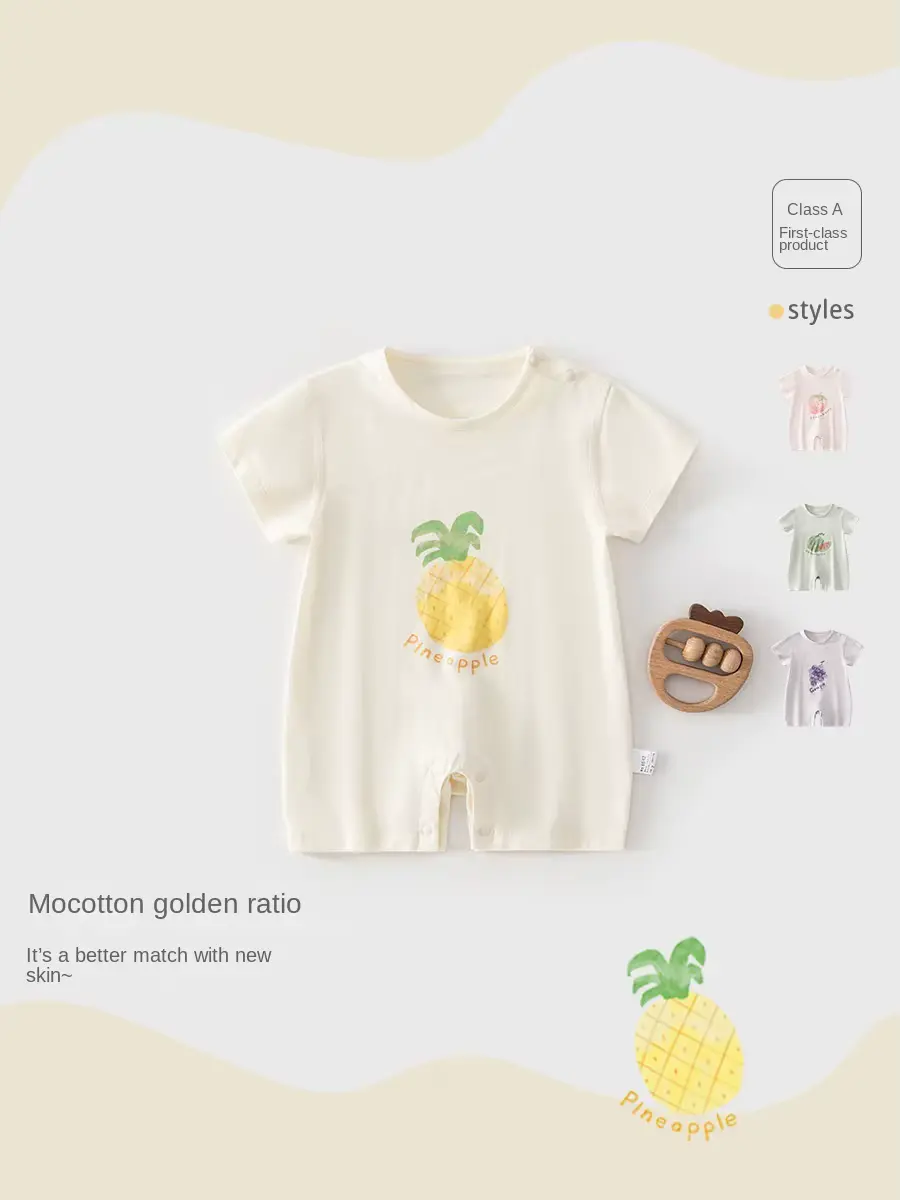 Cotton Rompers Infants Toddlers Short Anti-bacterial O-neck Snap Button Clothing Wholesale product image 2