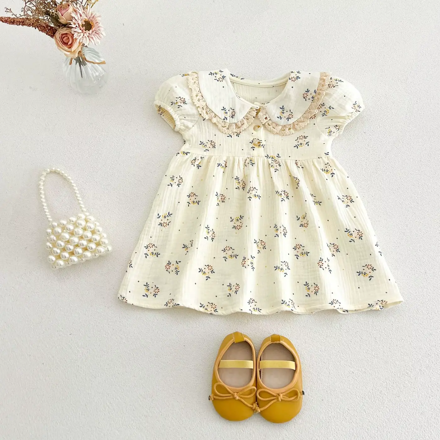 Girls Cotton Printed Dress 2026 Lbcm166 Pure Floral Lace Wholesale product image 4