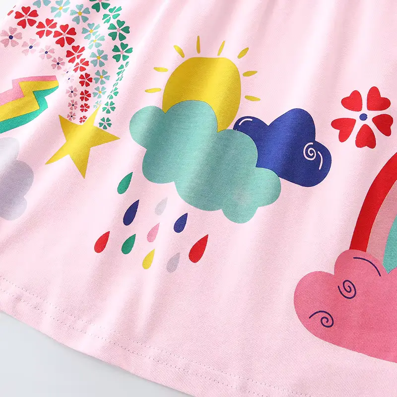 Girls Cotton Cartoon Printed Princess Dress Factory Straight O-neck Wholesale product image 4