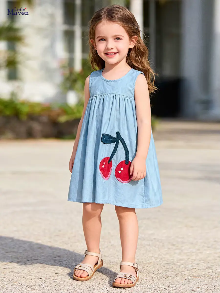 Girls Cotton Skirt Cherry O-neck Design FOR Polyester A-line Wholesale