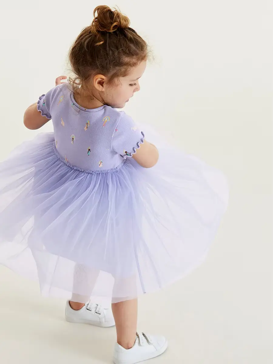 Girls Cotton Cartoon Princess Skirt Eco-friendly O-neck Short Sleeve Wholesale product image 3