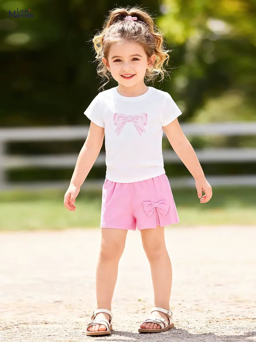 Girls Cotton Print Animal Shorts SET Two-piece 100 Logo Wholesale