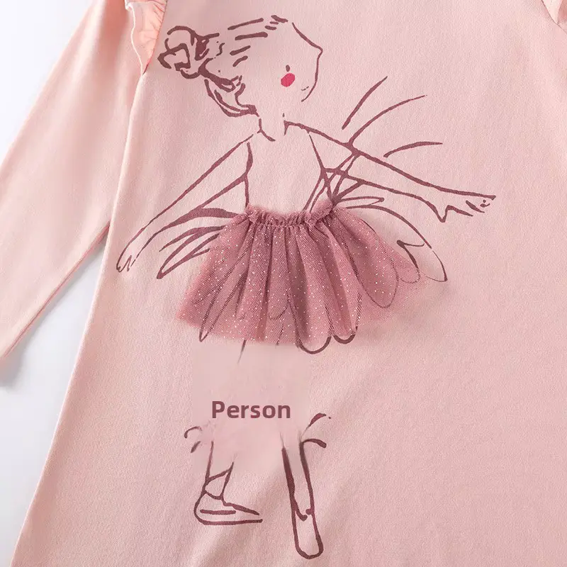 Cotton Cartoon Print Princess Dress O-neck Long Sleeve Mini Wholesale product image 3